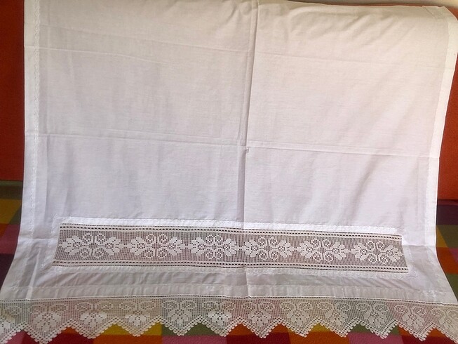 220*97 cm dantel işlemeli vintage örtü