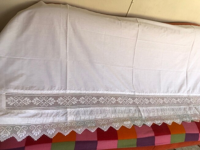 Beden beyaz Renk 220*97 cm dantel işlemeli vintage örtü