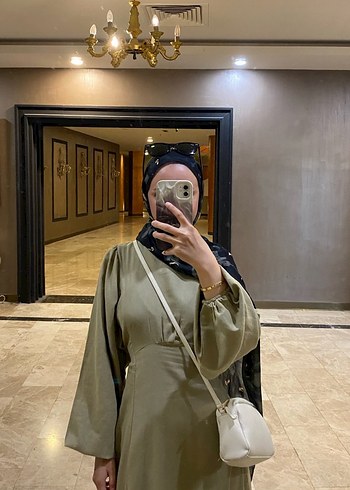 s Beden haki Renk Haki Uzun Keten Elbise hooopstore