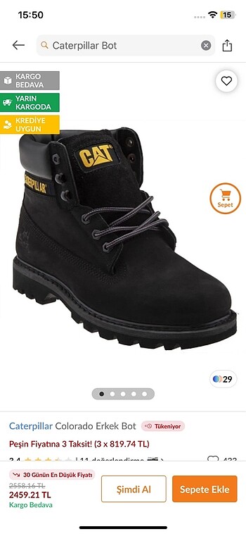 caterpillar kadın bot orjinal