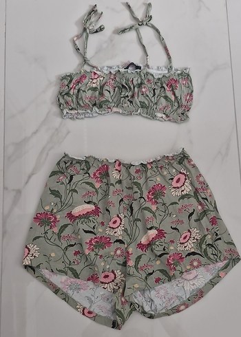 Çiçek Desenli Kısa İkili Takım - Görsel 3