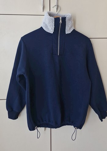 l Beden lacivert Renk Fermuarlı Yüksek Yaka lacivert Sweatshirt