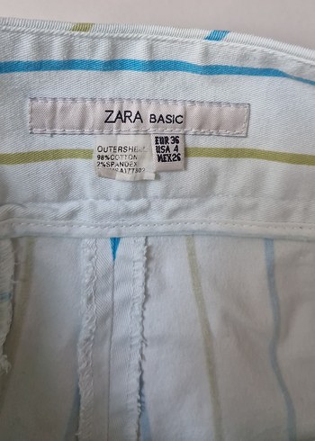 Düğmeli Çizgili Beyaz Şort - Görsel 3