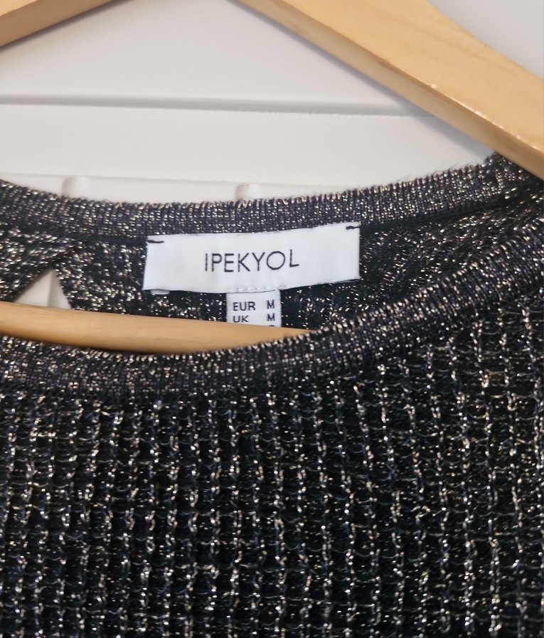 Pırıltılı Büzgülü Kollu Triko Kazak - Görsel 4