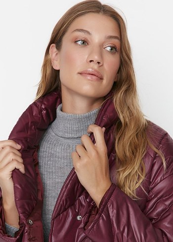 s Beden Bordo oversize şişme mont