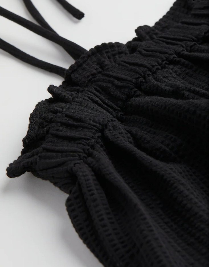 Kadın Siyah Askılı Midi Elbise - Görsel 4