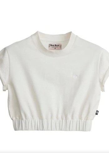 s Beden beyaz Renk Beyaz Pamuklu Kısa Crop Top