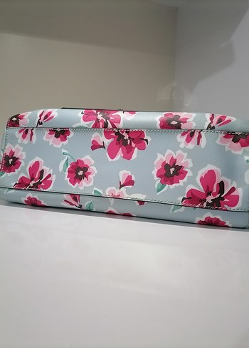 Guess Pembe Çiçek Desenli Mavi Çanta - Görsel 5