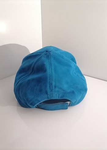S Nakışlı Mavi Süet Şapka - Görsel 2