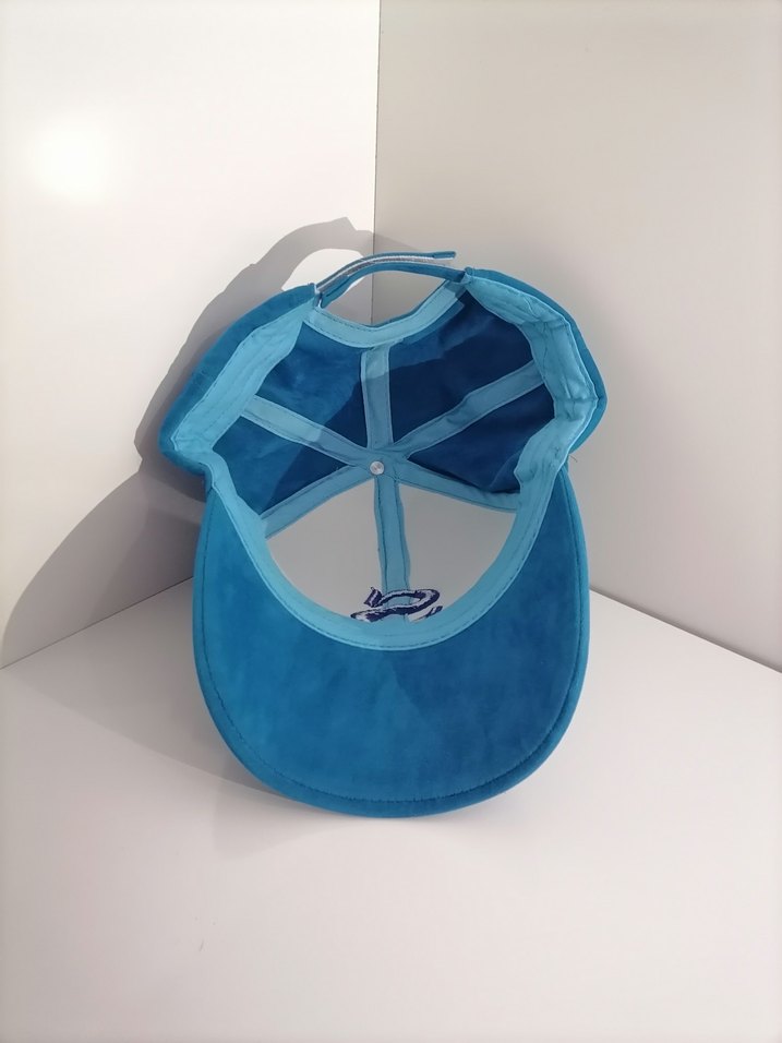 S Nakışlı Mavi Süet Şapka - Görsel 3
