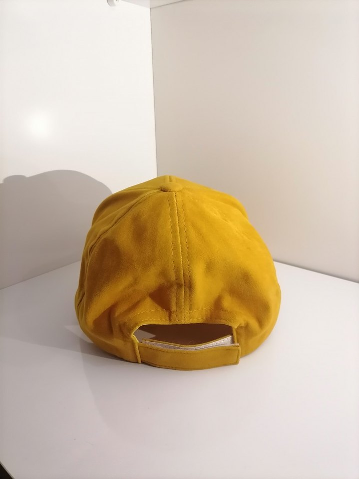 S Harfli Sarı Süet Kadın Şapka - Görsel 2