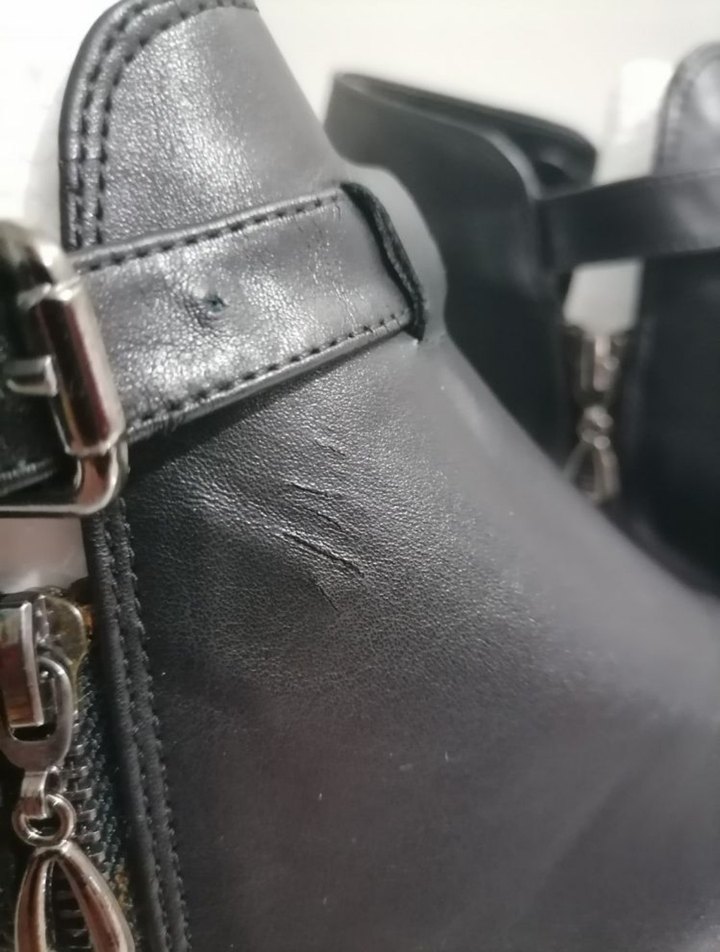 Siyah Deri Kadın Dolgu Topuklu Sandalet - Görsel 2