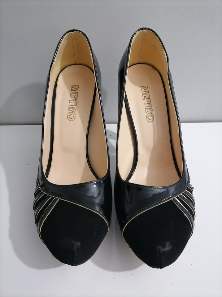 Siyah Pliseli Stiletto Topuklu Kadın Ayakkabı - Görsel 2