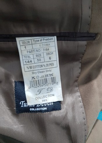 50-6 drop Beden gri Renk Haki Süet Erkek Ceket, Düğmeli, Regular Fit