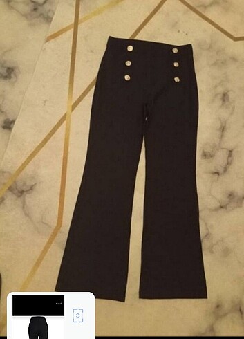 xl Beden siyah Renk Yüksek bel kumaş düğmeli pantolon