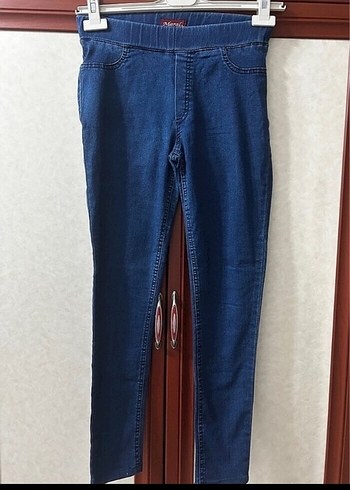 Kadın Mavi Elastik Denim Dar Kesim tayt Pantolon