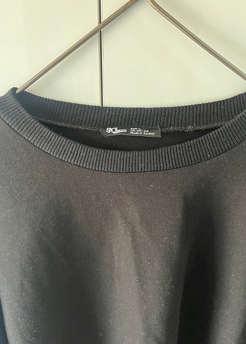 Siyah Basic Kadın Keten Sweat - Görsel 2