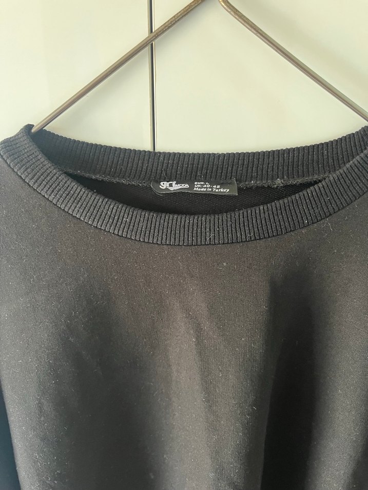 Siyah Basic Kadın Keten Sweat - Görsel 2