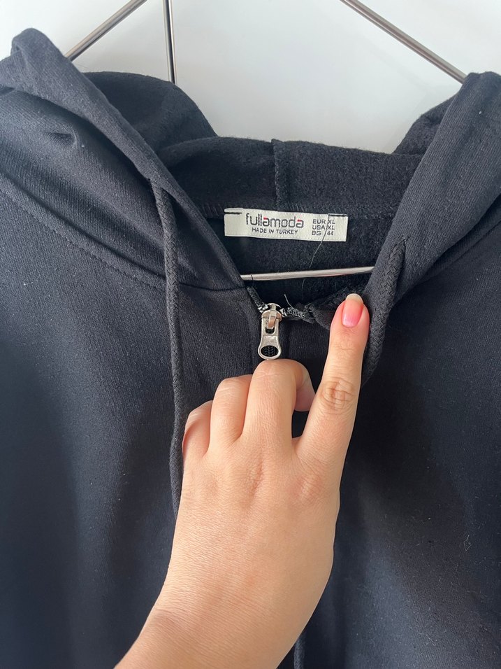 Siyah Fermuarlı Kadın Sweatshirt - Görsel 2