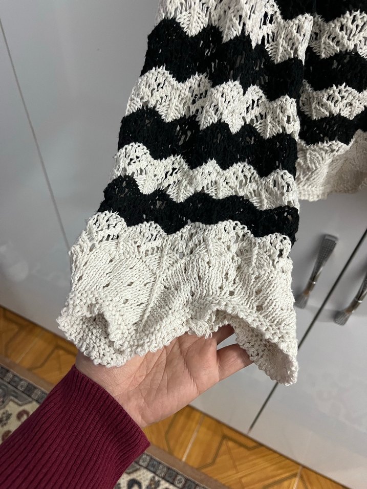 Bohem Uzun Kollu Triko Kadın Kazak - Görsel 3