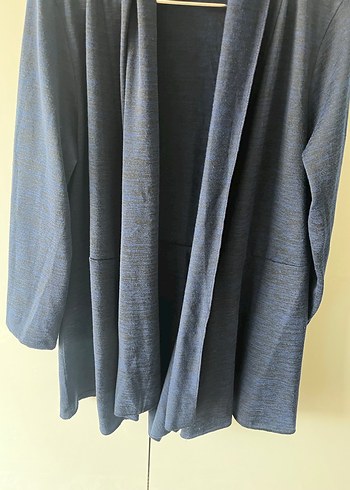 Linen Kumaşlı Midi Boy Lacivert Kadın Hırka - Görsel 2