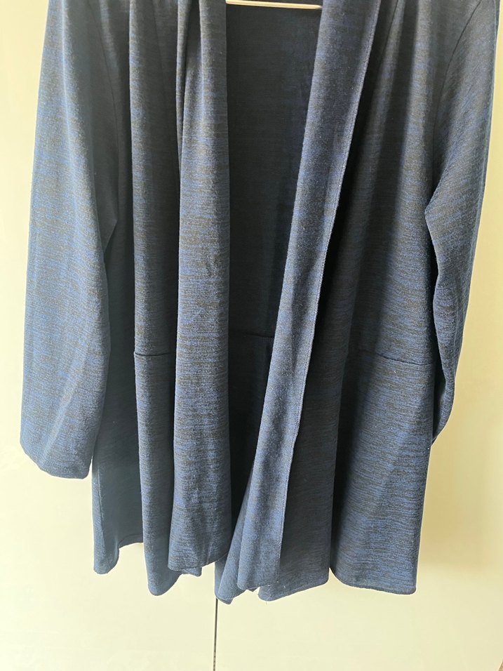 Linen Kumaşlı Midi Boy Lacivert Kadın Hırka - Görsel 2