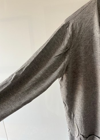 Gri Keten Midi Kadın Hırka - Görsel 4