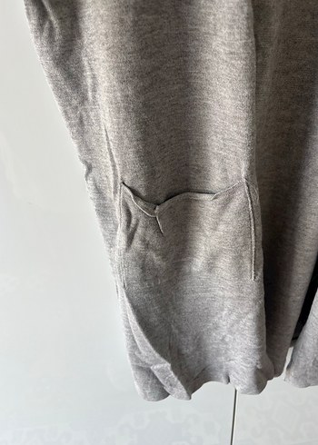 Gri Keten Midi Kadın Hırka - Görsel 3