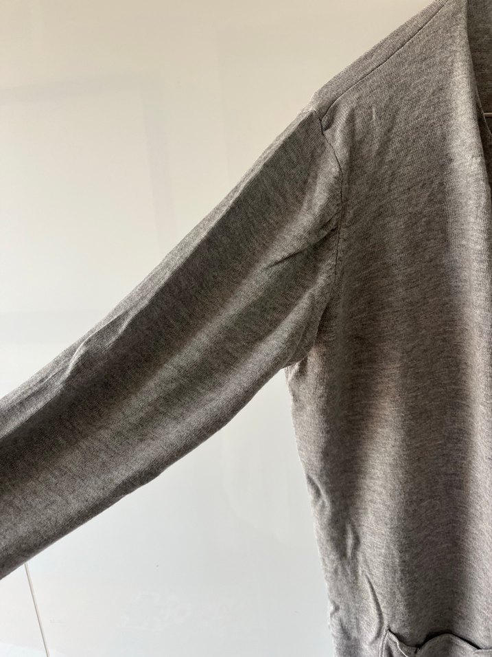 Gri Keten Midi Kadın Hırka - Görsel 4