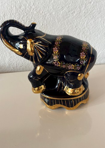 Altın Detaylı Siyah Fil Biblo - Görsel 4