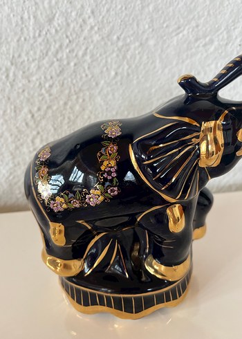 Altın Detaylı Siyah Fil Biblo - Görsel 2