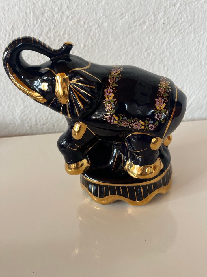 Altın Detaylı Siyah Fil Biblo - Görsel 4