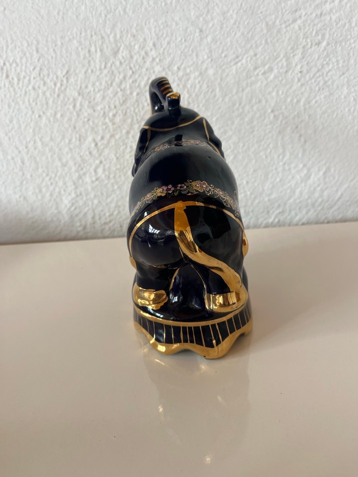 Altın Detaylı Siyah Fil Biblo - Görsel 5