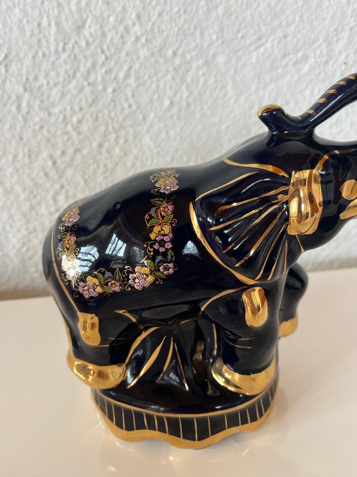 Altın Detaylı Siyah Fil Biblo - Görsel 2