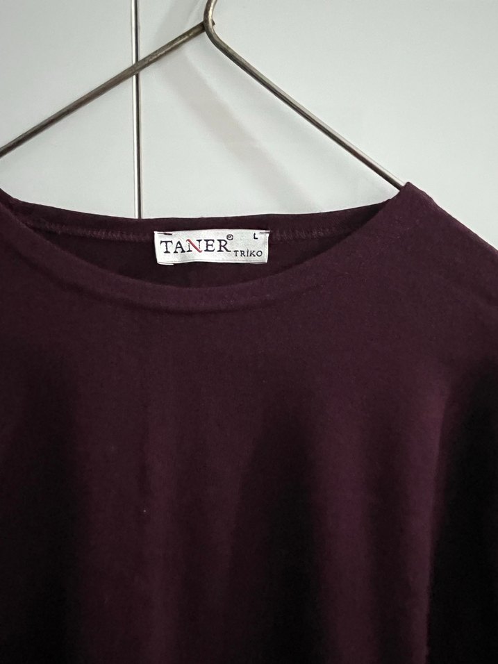 Bordo Kadın Bisiklet Yaka Tişört - Görsel 2