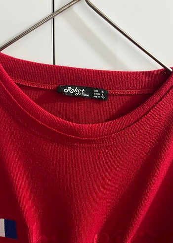 Kırmızı Kadın Sweatshirt Bisiklet Yaka - Görsel 2