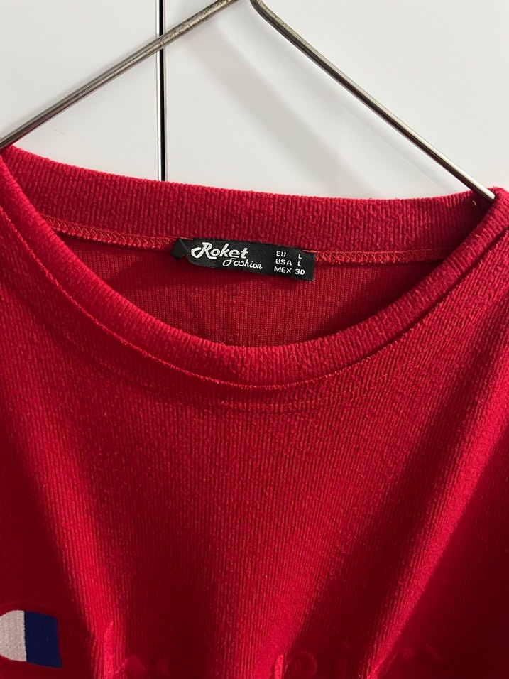 Kırmızı Kadın Sweatshirt Bisiklet Yaka - Görsel 2