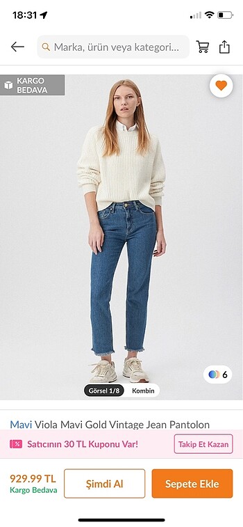 Viola Mavi Glod Vintage Jean Pantolon