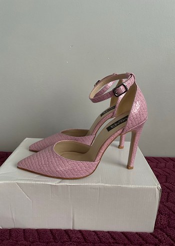 Pembe Yılan Desenli Stiletto Topuklu Kadın Ayakkabı - Görsel 5