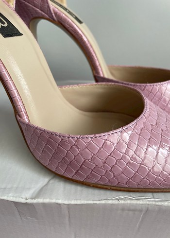 Pembe Yılan Desenli Stiletto Topuklu Kadın Ayakkabı - Görsel 2