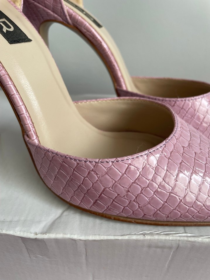 Pembe Yılan Desenli Stiletto Topuklu Kadın Ayakkabı - Görsel 2