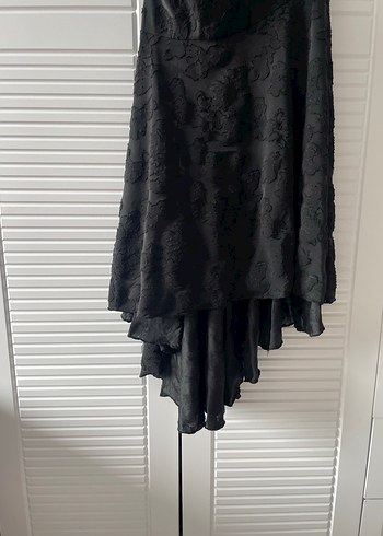 Uzun Siyah Drapeli Kadın Elbise - Görsel 3