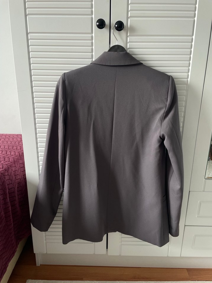 Gri Düğmeli Kadın Blazer Ceket - Görsel 2