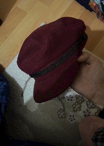 Beden Bordo Düğmeli Kadın Yün Şapka