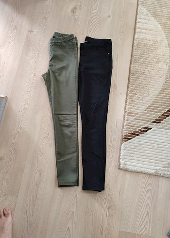 Collezione Kadın Haki ve Siyah Skinny Pantolon iki ürün tek fiyat