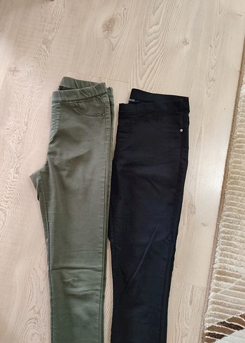36 Beden haki Renk Kadın Haki ve Siyah Skinny Pantolon iki ürün tek fiyat