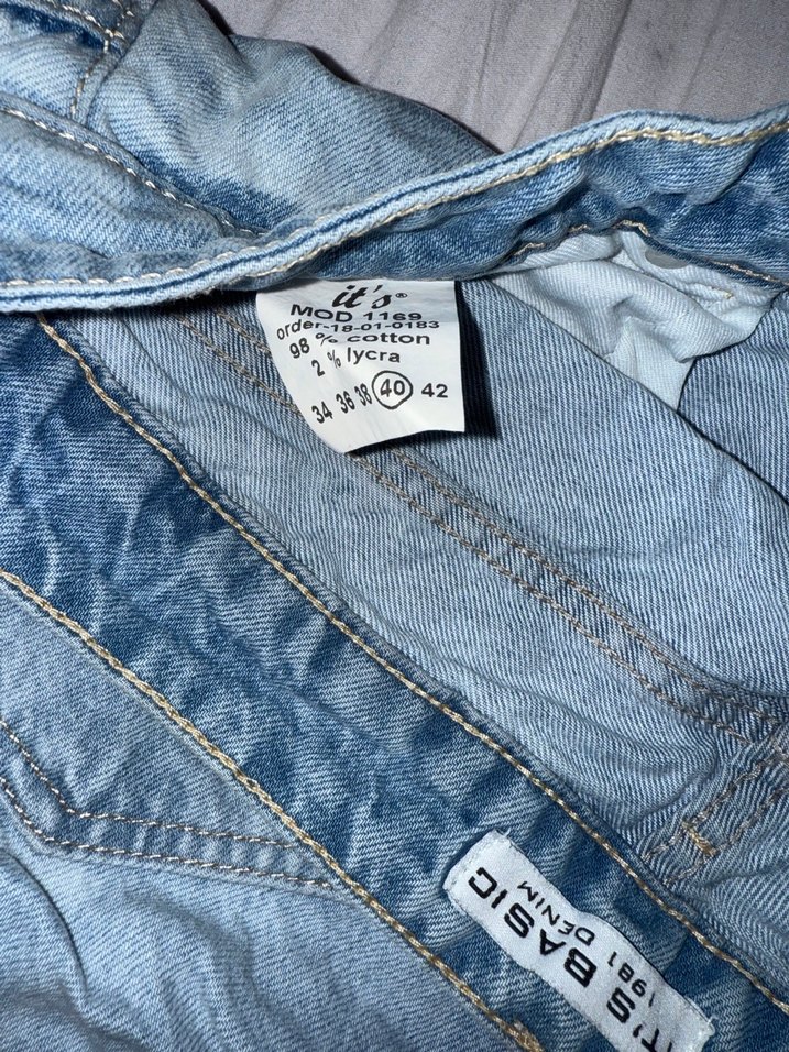 Nakışlı Mavi Mini Kot Şort - Görsel 4