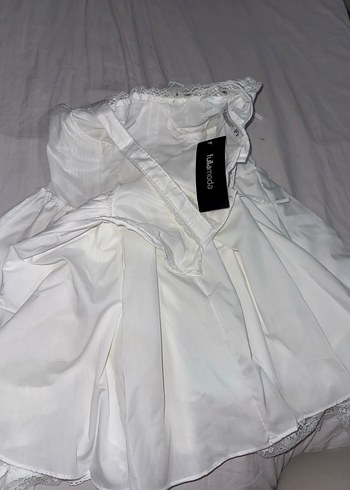 Beyaz Straplez Mini elbise - Görsel 4