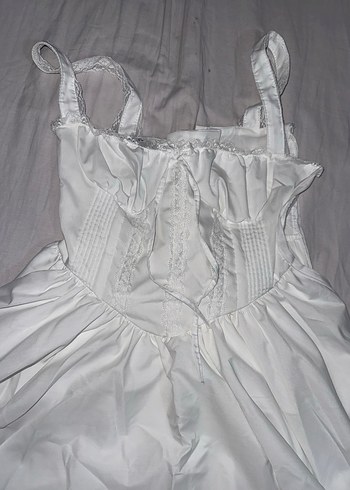 Beyaz Straplez Mini elbise - Görsel 2