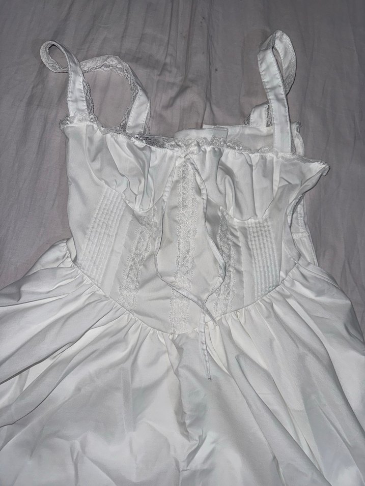 Beyaz Straplez Mini elbise - Görsel 2